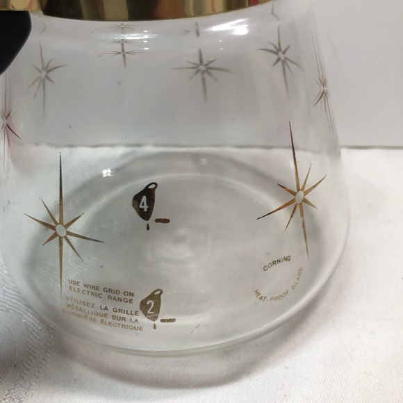 Vintage MCM Pyrex Corning 1960s Atomic Star Burst 4 Cup Coffee Pot Carafe - Picture 10 of 14